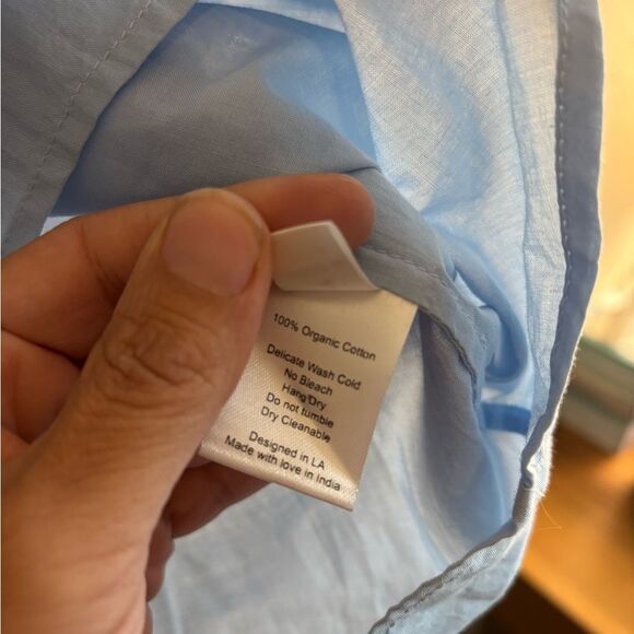 St Roche Virginia Sky Blue Women's Poplin Blouse with Eyelet Collar - Picture 10 of 12